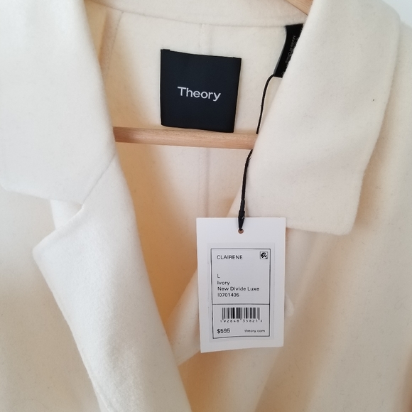 NWT Theory Clairene New Divide Ivory Wool Cashmere Jacket Coat, Large - Picture 7 of 8